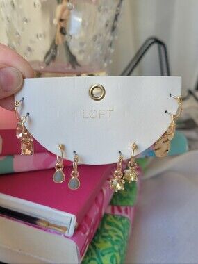 LOFT Gold Hoop Earrings Set of 4
